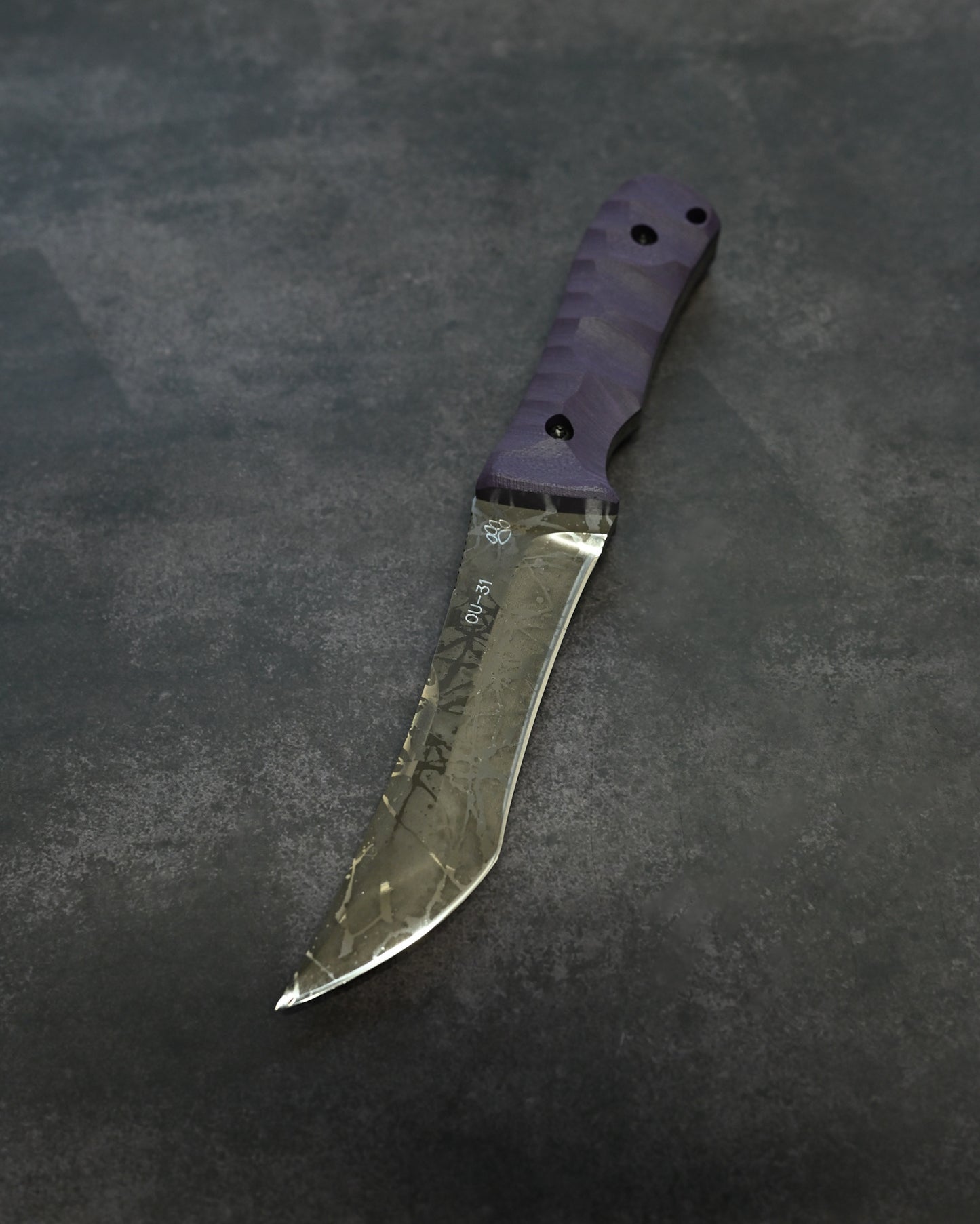 Limited Edition｜Kiku Matsuda — Masayuki Matsuda “Fuuga H&H”｜OU-31 Outdoor Fixed Blade｜Purple G10 Handle｜Handmade in Japan