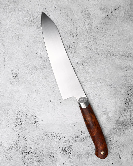 Japan Made Hiroshi Saito Handmade SG2 Chef Knife｜Karin Wood Handle｜Hand-Brushed Blade