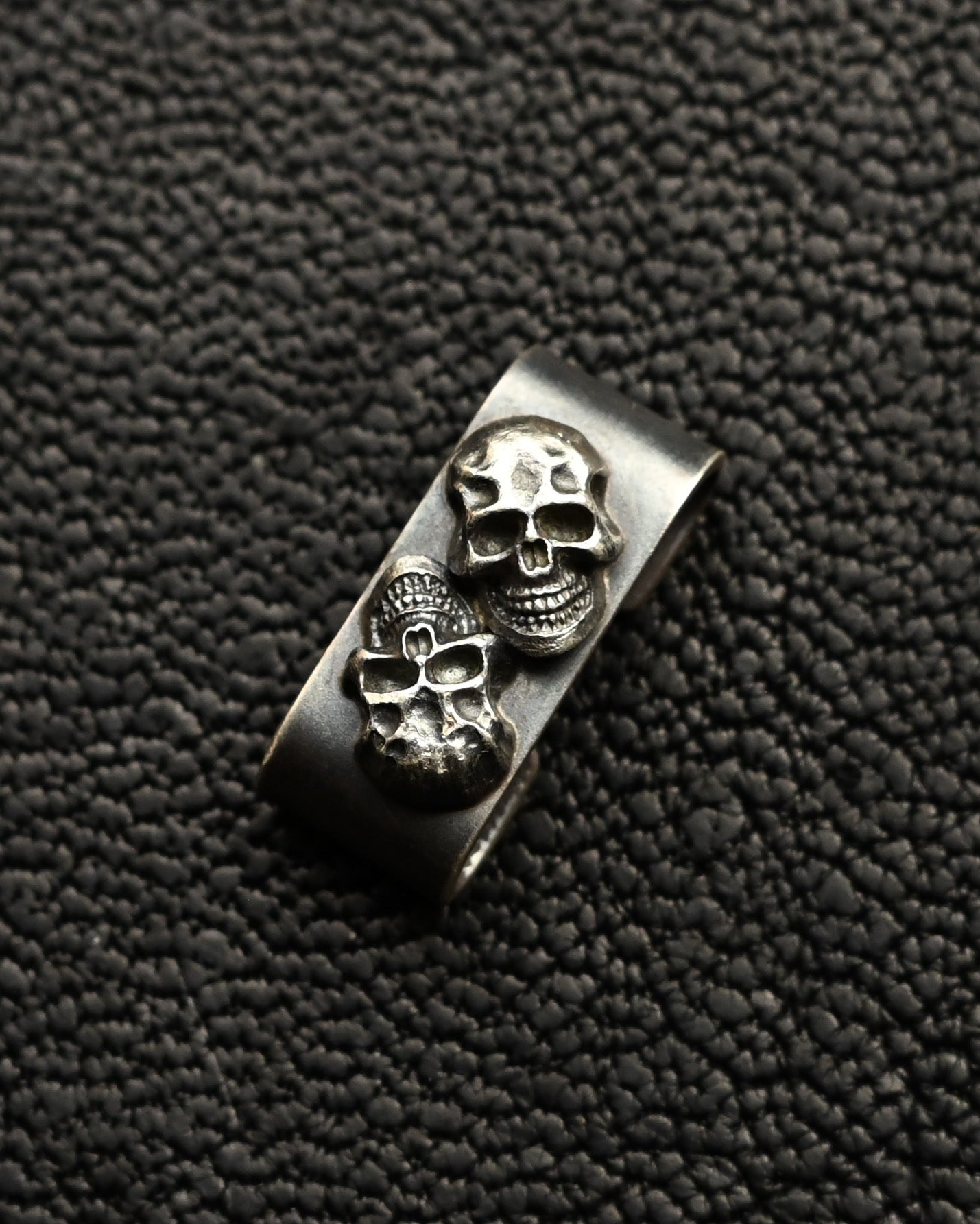 Vintage Steel Flame Dark Skull II Sterling Silver MOLLE Clip
