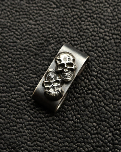 Vintage Steel Flame Dark Skull II Sterling Silver MOLLE Clip