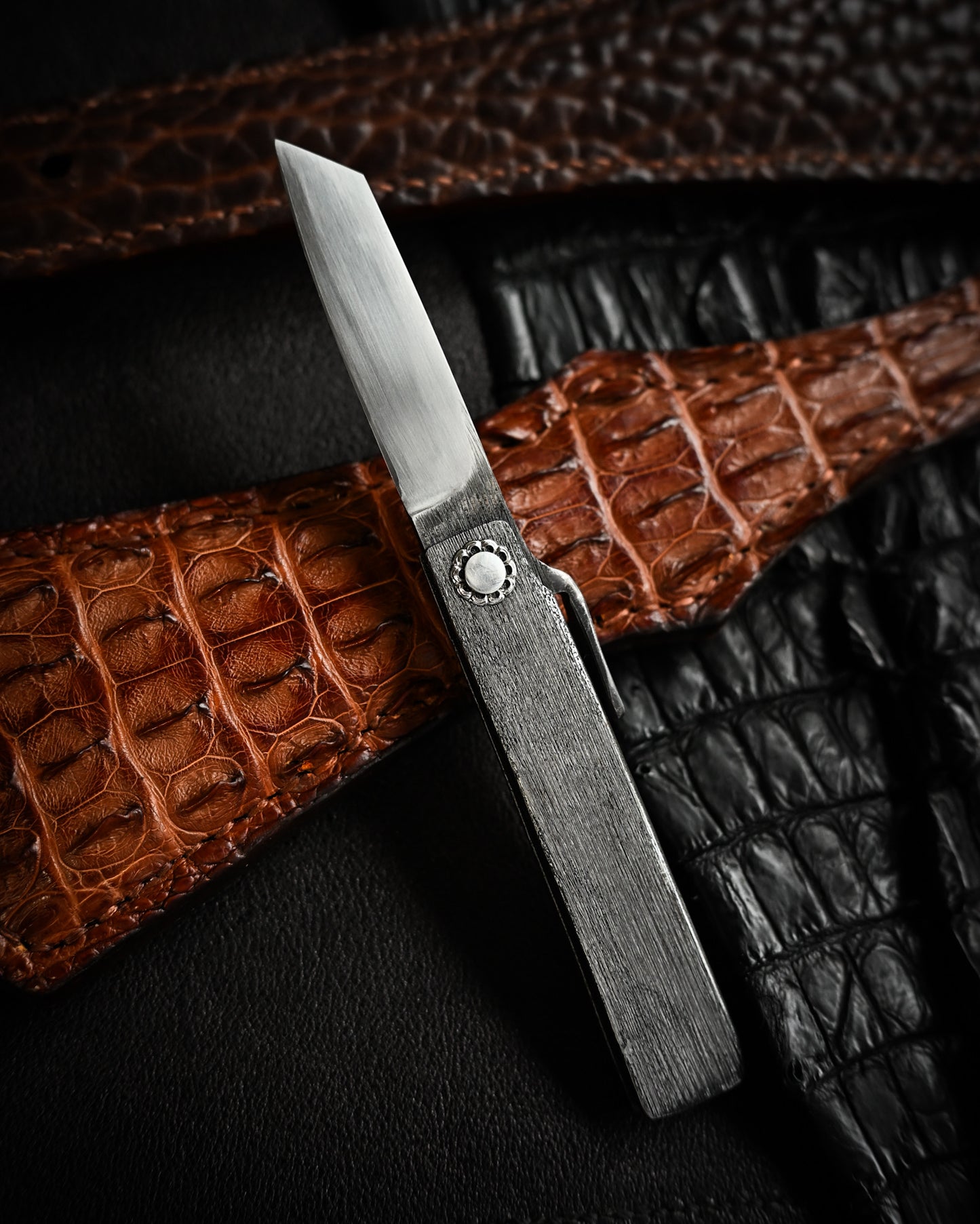 Japan Made Masayuki Tashiro S708 One-Off Aogami Fat-Mamori EDC Custom Folding Knife