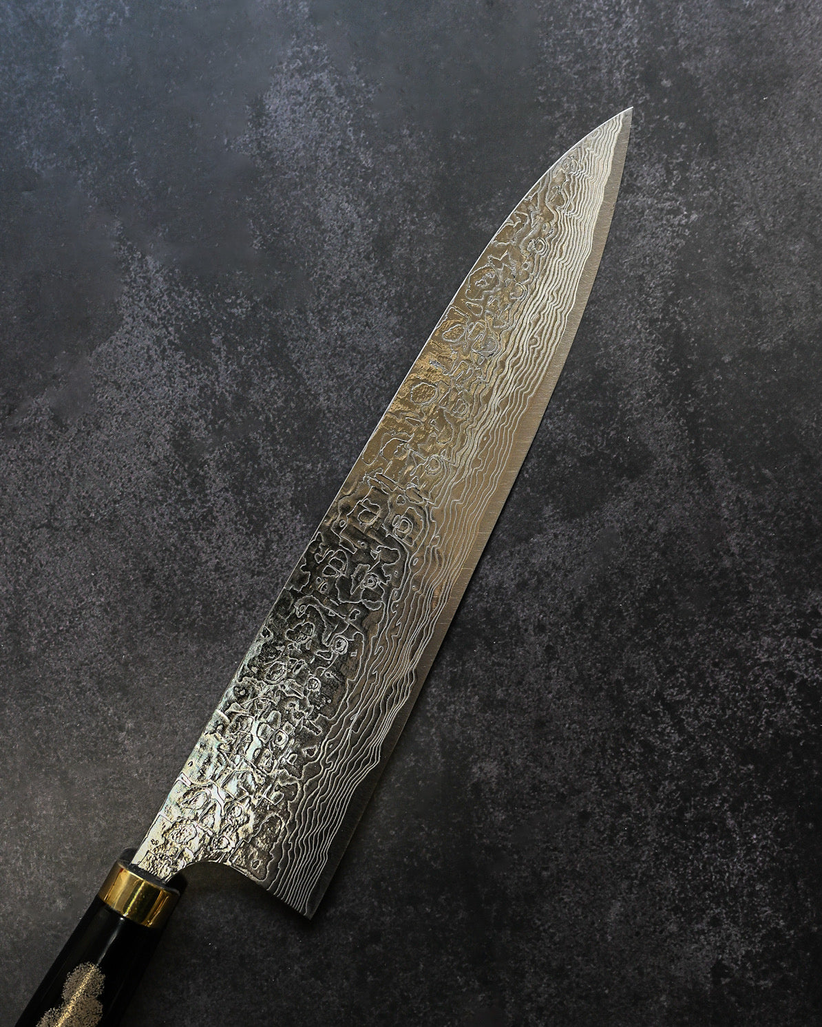 佐治武士 ダマスカス包丁 250mm 和柄 漆蒔絵鞘付き 手打ち包丁 – 三泉商店