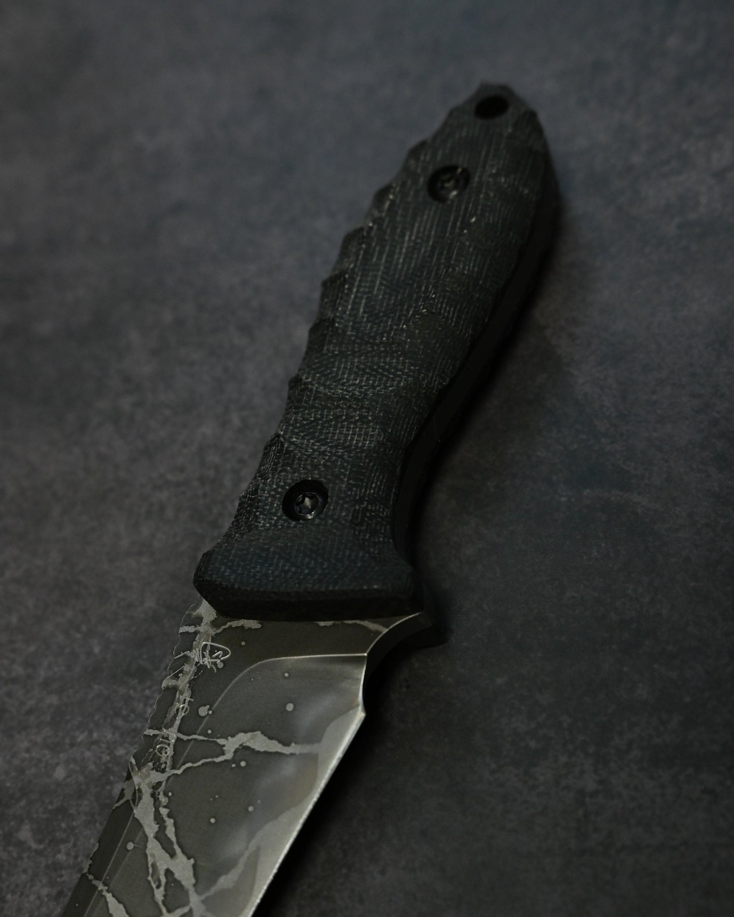 数量限定｜松田菊男「賤ヶ岳（Shizugatake）」｜OU-31 アウトドア直刀｜ブラック・キャンバスマイカルタハンドル｜日本製ハンドメイド