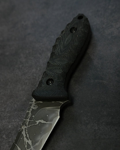 数量限定｜松田菊男「賤ヶ岳（Shizugatake）」｜OU-31 アウトドア直刀｜ブラック・キャンバスマイカルタハンドル｜日本製ハンドメイド