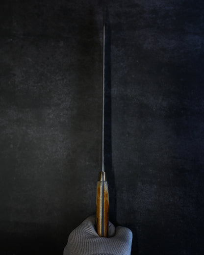 Takeshi Saji Tsuchime Damascus Gyuto 240mm – Deer Antler Handle – Handmade Japanese Chef Knife