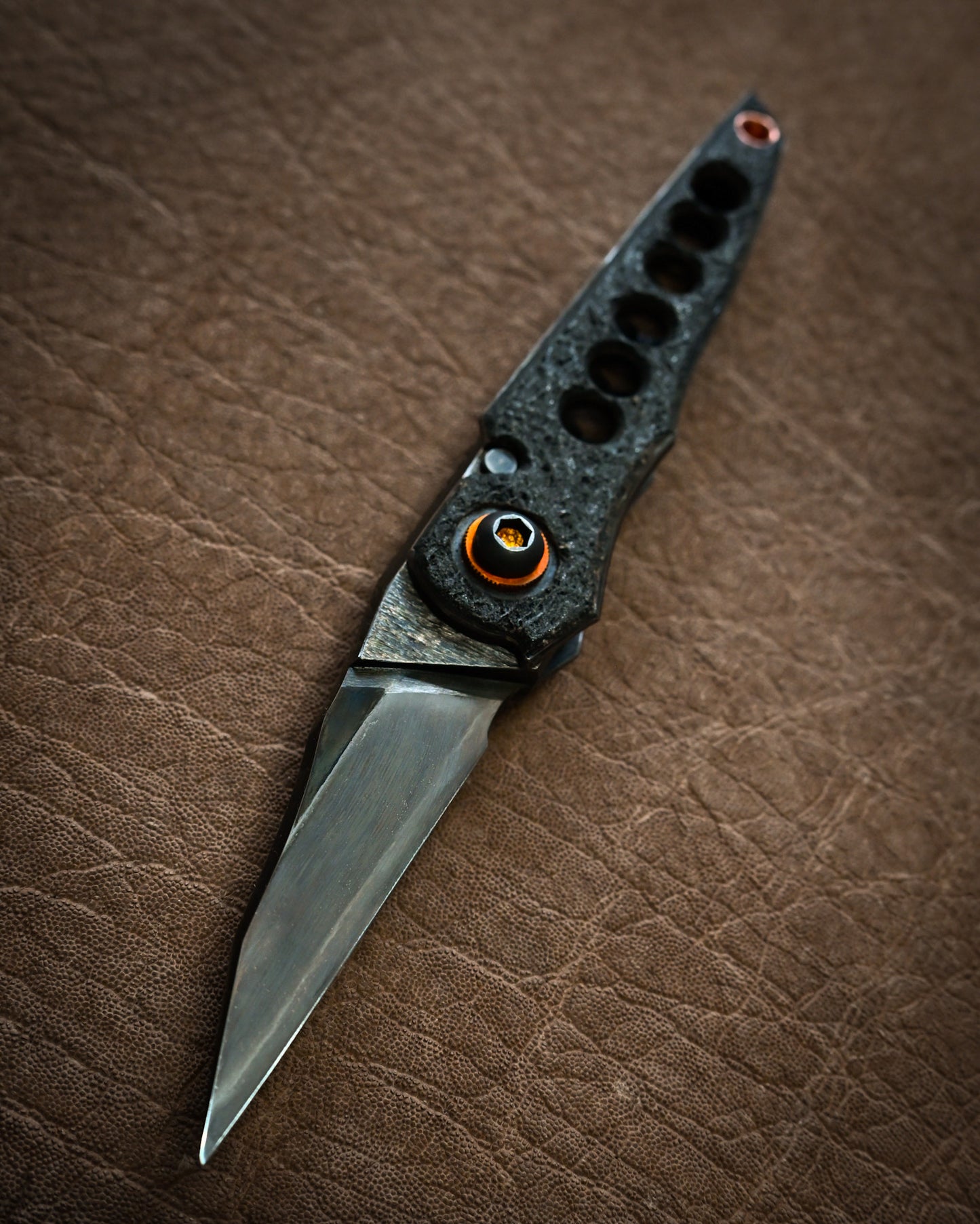 推薦作家・極希少 二部幸夫作 東京展示会モデル No.R8-3 「肥厚守」カスタムフォールディングナイフ