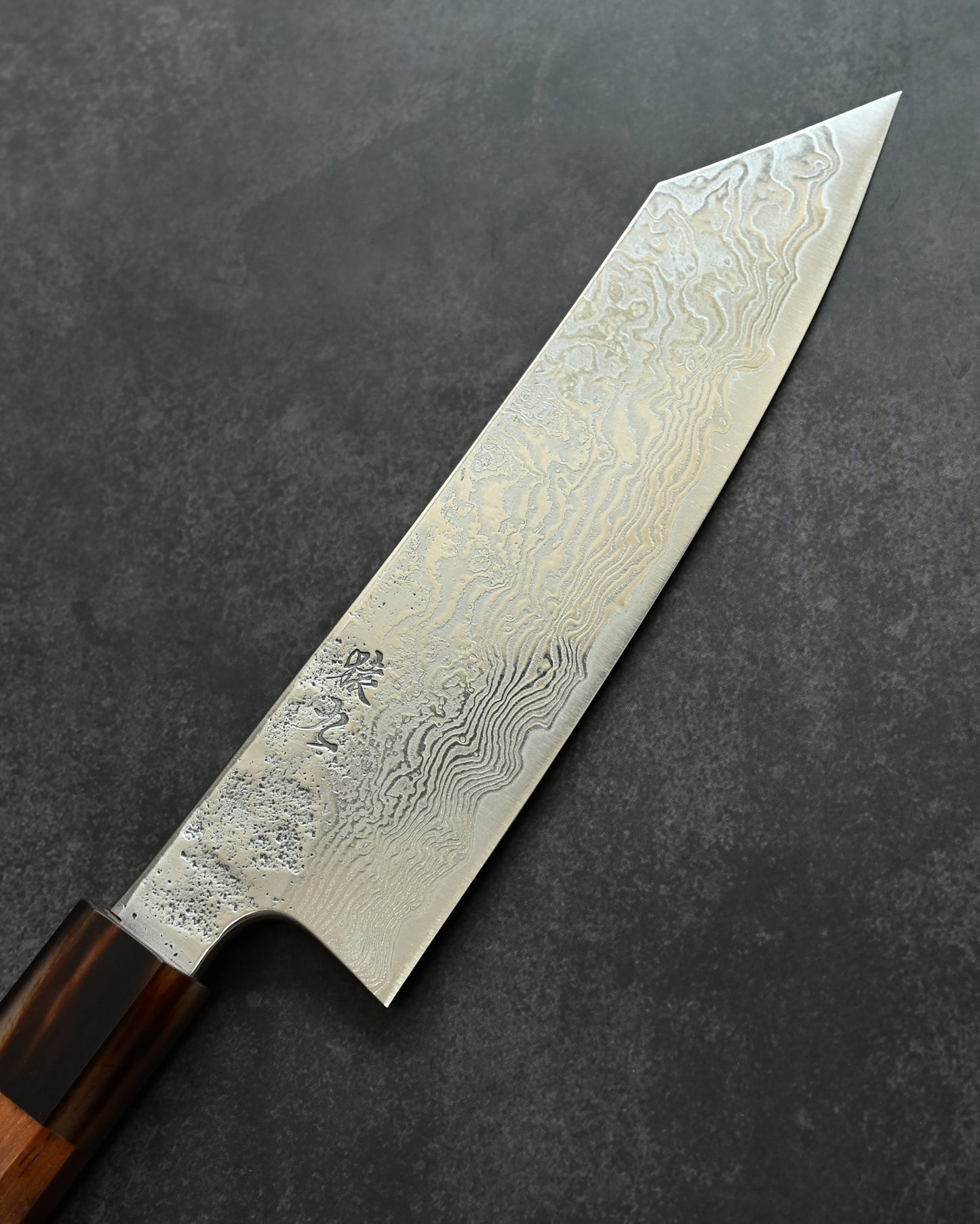 Saruku Homura-Un Knife 165mm Japanese Kitchen Knife SPG2 Damascus  Burl Wood Handle  Buffalo Horn Ferrule