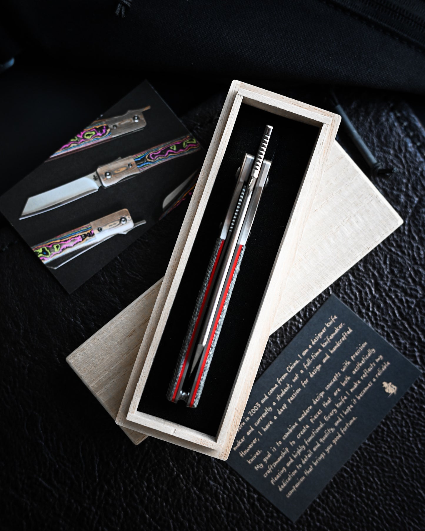 haoworks Eirou Atsumori Custom Folding Knife – Obsidian Storm
