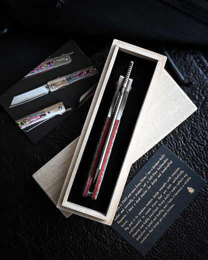 haoworks Eirou Atsumori Custom Folding Knife – Obsidian Storm