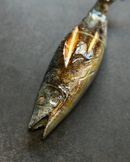 Tsuguo Kurosawa Handmade Mini Knife – Laminated Steel · Grilled Fish Design