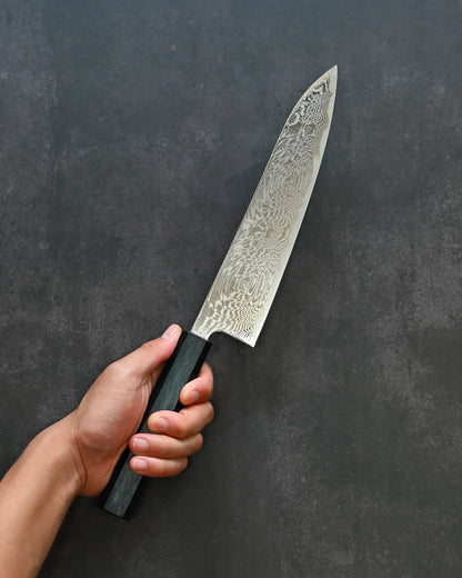 Kanetaka Limited Gyuto 363mm – VG10 Damascus-Clad Steel / Mirror Finish / Handcrafted by Artisan