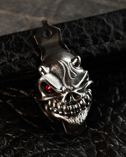 Rare Steel Flame × Starlingear × Strider Knives XXXL Silver Devil Slickster Ruby Eye Pocket Clip – Signed Edition