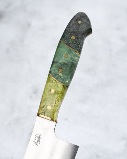 Japan Made Yoshio Sugiyama Handmade Gin3 Santoku Knife｜Copper-Inlaid Handle｜Satin-Finished Blade