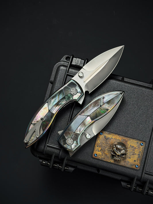 Infinite Charlie Knives Sea Bream Custom Knife M390 Blade Deep-Sea Mother-of-Pearl Handle