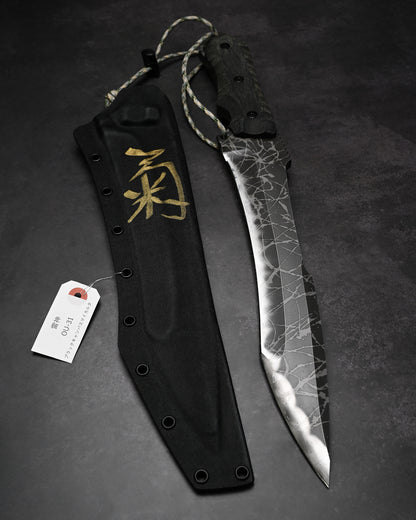 極めて希少 Kiku Knives 松田菊男 雷神 極厚刃カスタムアウトドアナイフ OU-31ブレード