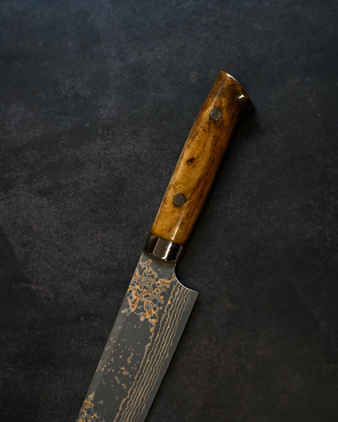 Takeshi Saji Chef KnifeVG10 Damascus  Sujihiki270mm – Brown Bone Handle