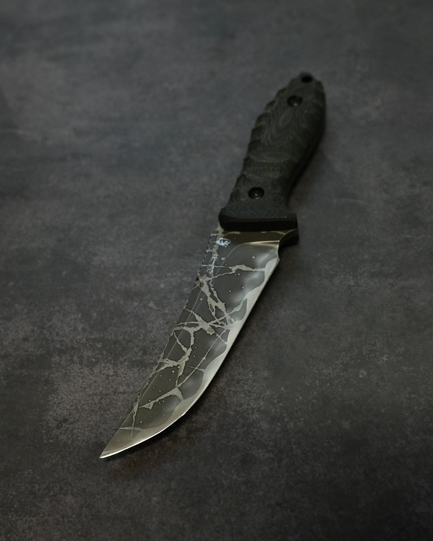 数量限定｜松田菊男「賤ヶ岳（Shizugatake）」｜OU-31 アウトドア直刀｜ブラック・キャンバスマイカルタハンドル｜日本製ハンドメイド