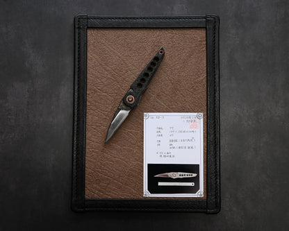 推薦作家・極希少 二部幸夫作 東京展示会モデル No.R8-3 「肥厚守」カスタムフォールディングナイフ