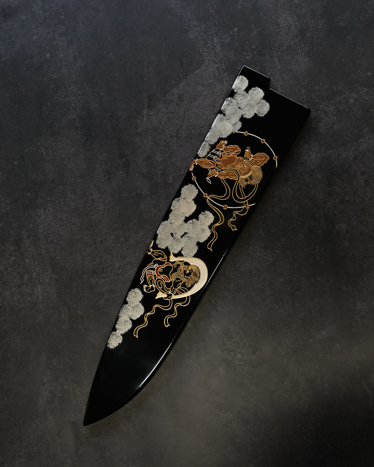 佐治武士 ダマスカス包丁 250mm 和柄 漆蒔絵鞘付き 手打ち包丁 – 三泉商店