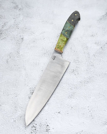Japan Made Yoshio Sugiyama Handmade Gin3 Santoku Knife｜Copper-Inlaid Handle｜Satin-Finished Blade