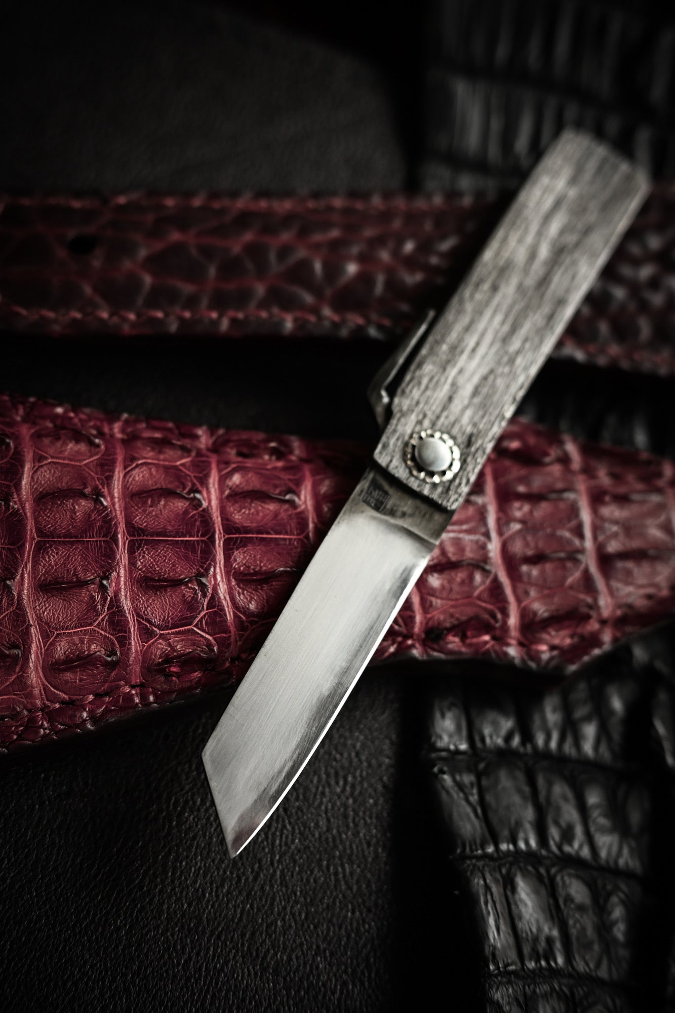 Japan Made Masayuki Tashiro S703 One-Off Aogami Fat-Mamori EDC Custom Folding Knife