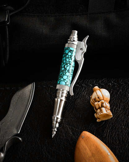 Hidetoshi Nakayama Mini　Turquoise Stainless Steel Click Pen　S