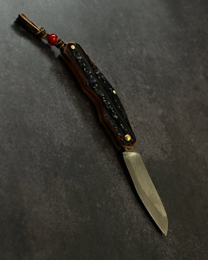 Wtopia Hifuku-Mamoru Folding Knife | Antler Handle × K120 Steel | Handmade in Japan