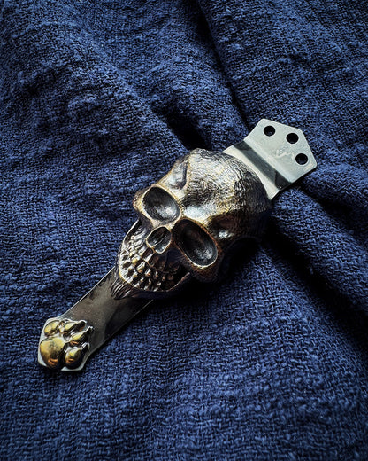 Steel Flame 3-Hole Clip – Bronze XL Wicked Dark Skull & Bronze Paw