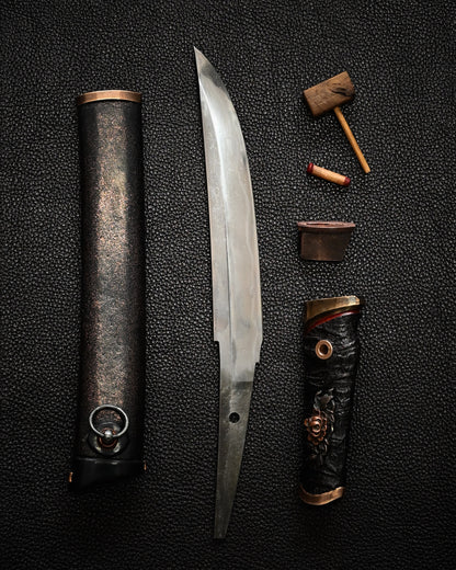 Yukio Nibu – One-Off Custom Knife No. R8-7 Reclaimed Japanese Sword Fragment Carbon Steel