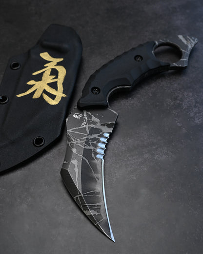 KIKUKNIVES Karambit Hawk Rare Ginza Exhibition Edition – OU-31 Steel, Black G10 Handle, Personally Signed