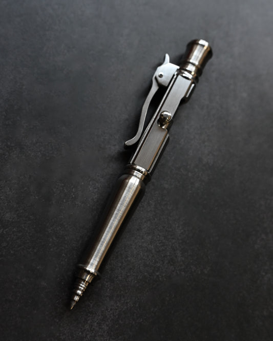 Hidetoshi Nakayama Kyoto Show Edition Stainless Steel Bolt-Action Tactical Pen Type A – Conical Tip