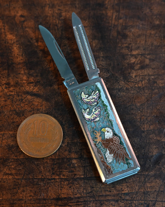 Elegant Multifunctional Eagle & Fish Money Clip - Handmade Art by Katsuhiko Miura, Letter Opener & Money Clip Combination