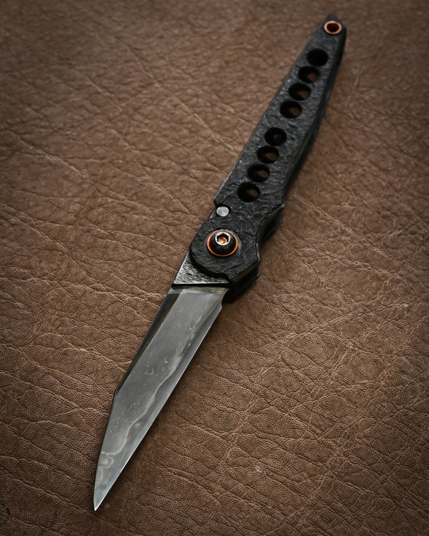 推薦作家・極希少 二部幸夫作 東京展示会モデル No.R8-2 「肥厚守」カスタムフォールディングナイフ