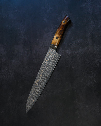 Takeshi Saji  – Traditional Japanese Kitchen Knife VG10 Damascus Gyuto 240mm – Brown Bone Handle 