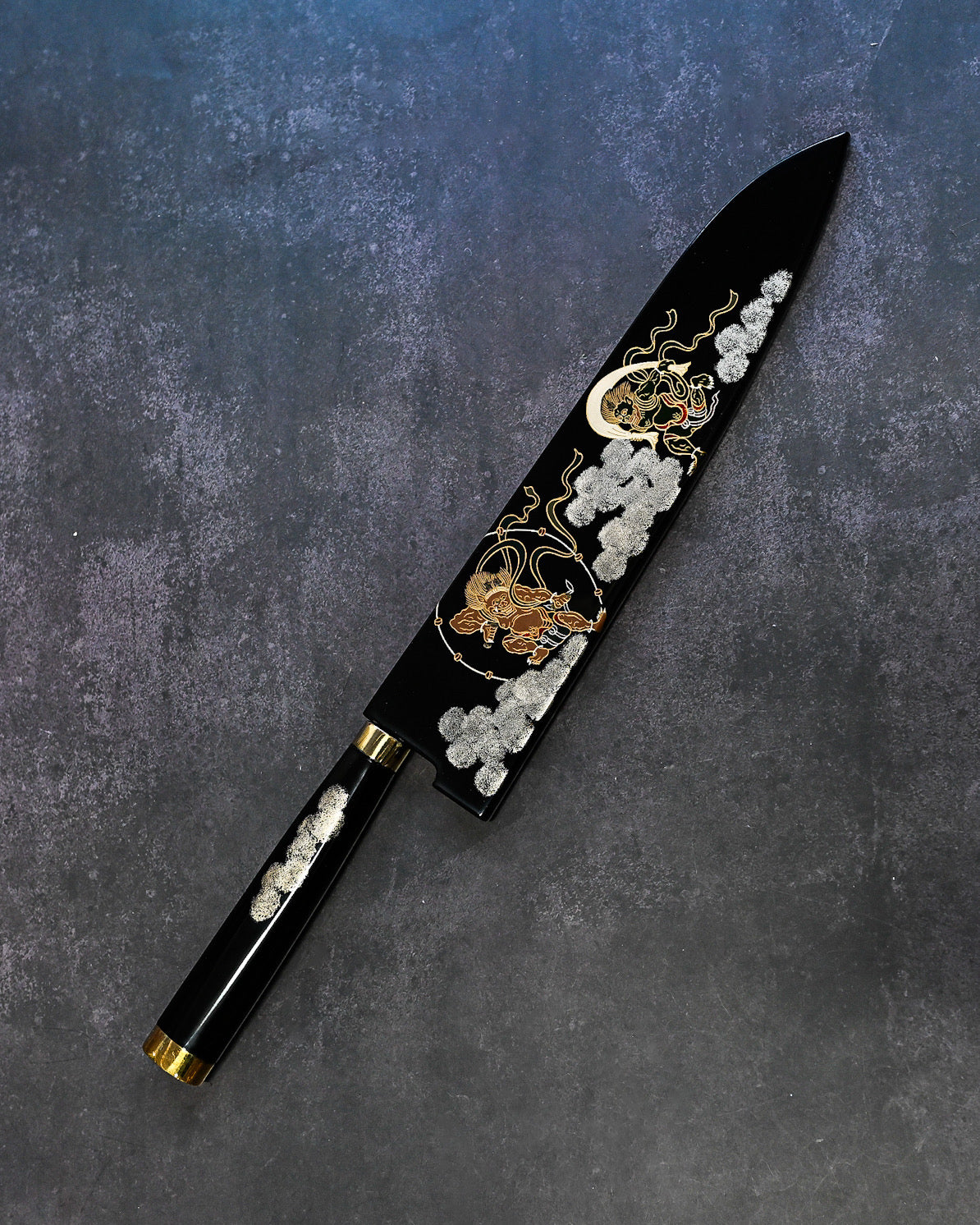 佐治武士 ダマスカス包丁 250mm 和柄 漆蒔絵鞘付き 手打ち包丁 – 三泉商店