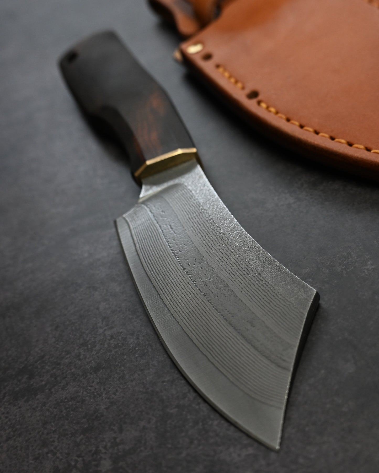 Sunizumi Knives “Little Brown” Full Custom Outdoor Bunka Knife R2 Damascus (#8)