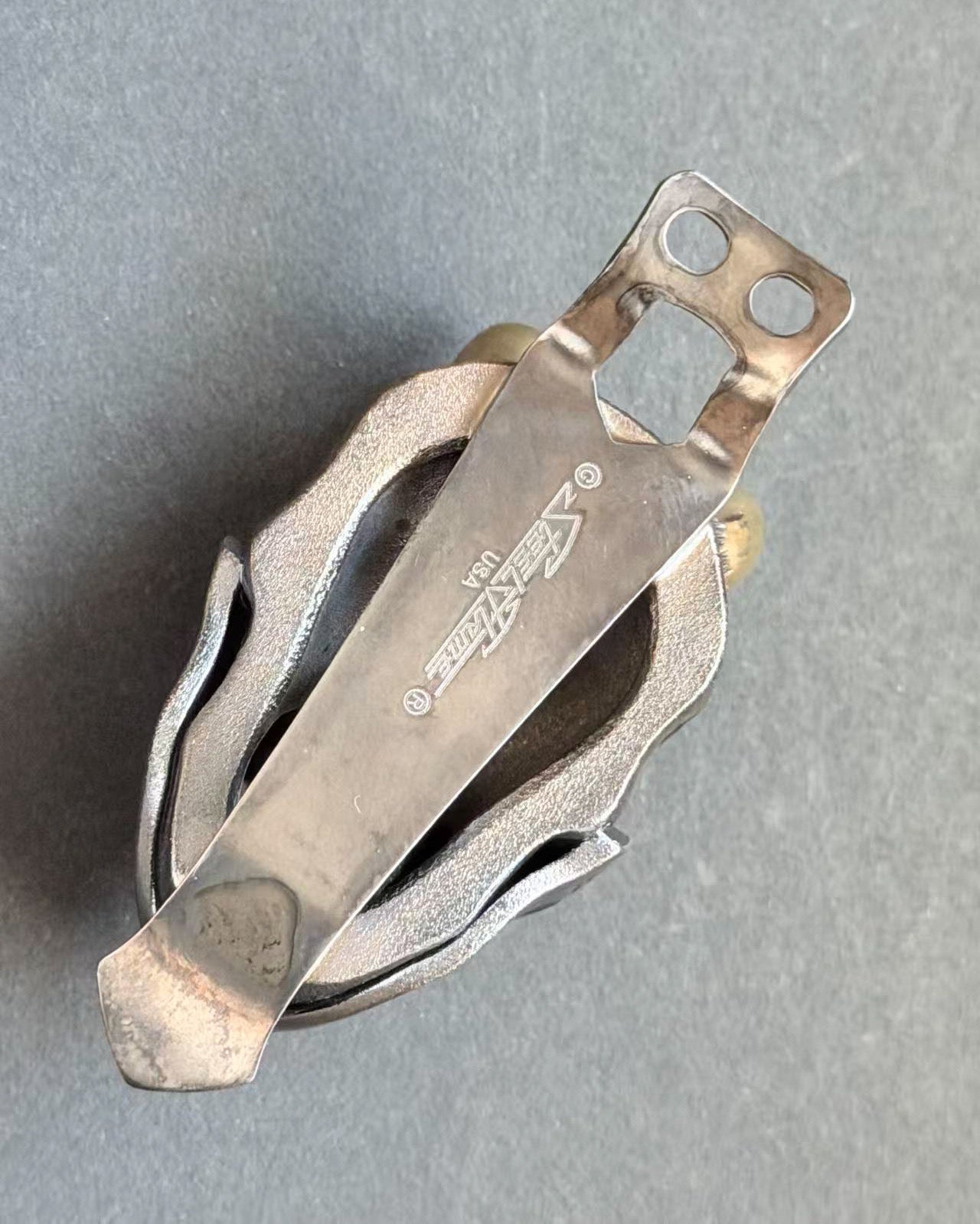 Steel Flame ブロンズ XXXL 般若スカル シルバーマスク 45A インレイ フラッシュライトクリップ