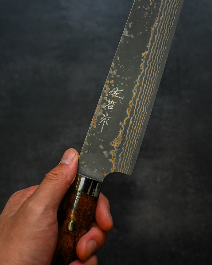Takeshi Saji Chef KnifeVG10 Damascus  Sujihiki270mm – Brown Bone Handle