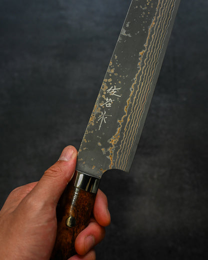 Takeshi Saji Chef KnifeVG10 Damascus  Sujihiki270mm – Brown Bone Handle