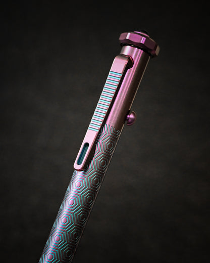 TACRAY Titanium Bolt Action Pen   Honeycomb Pattern