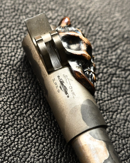 Rare Steel Flame Hand-Signed One-Off XL Grit Hannya Bushido Bottle Opener, Modified from a KART .45 NM Barrel