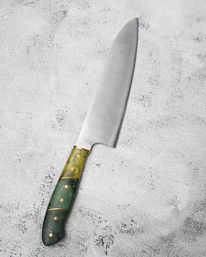 Japan Made Yoshio Sugiyama Handmade Gin3 Santoku Knife｜Copper-Inlaid Handle｜Satin-Finished Blade