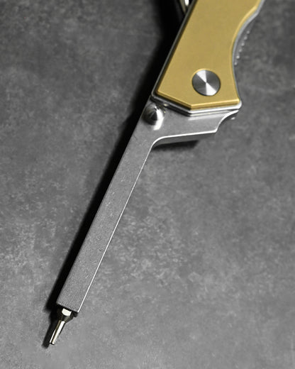 NUKNIVES T33 Multi-Functional Folding Screwdriver – Brass Handle (Includes EDC Pouch)