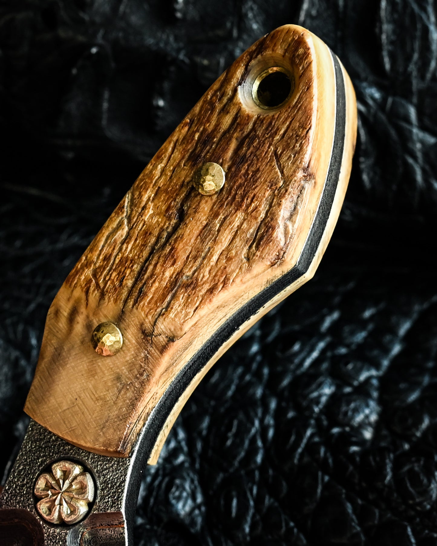 Made in Japan Wtopia One-Off VG7 Laminated Steel EDC Pry Bar / Bottle Opener with Mammoth Ivory Handle and Silver Apricot Blossom Inlay