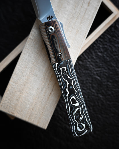 haoworks Eirou “Atsumori” – Obsidian Storm Custom Folding Knife / ZDP189 Blade