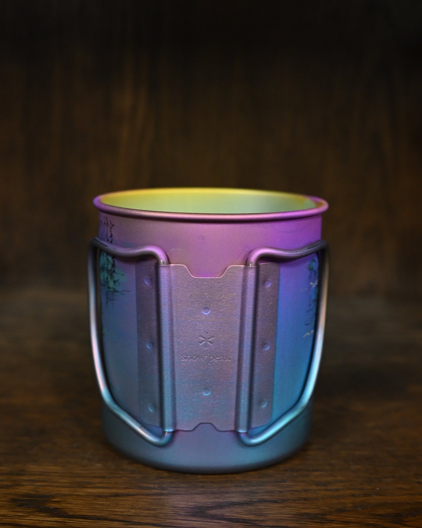 Hand-Carved Custom Edition  Neon Zen Snow Peak Titanium Cup