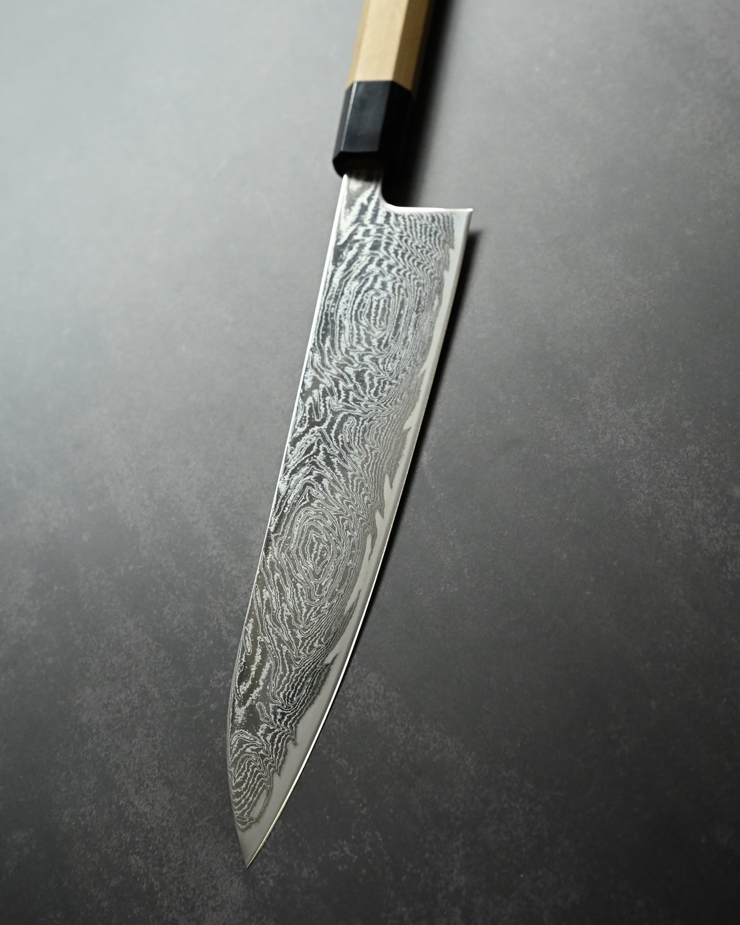 Kanetaka VG10 Damascus Gyuto Knife 210mm | Mirror-Finish Handcrafted Japanese Chef’s Knife with Octagonal Wood Handle