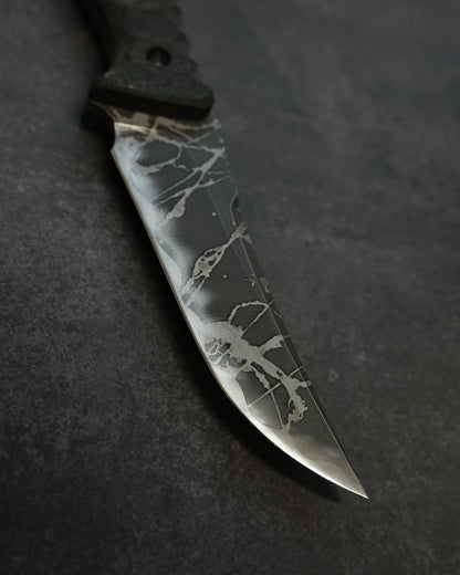 数量限定｜松田菊男「賤ヶ岳（Shizugatake）」｜OU-31 アウトドア直刀｜ブラック・キャンバスマイカルタハンドル｜日本製ハンドメイド