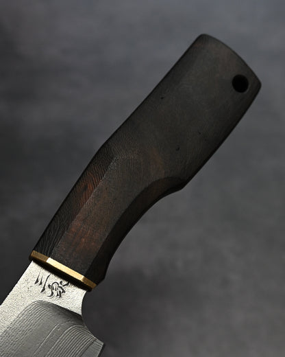 Sunizumi Knives “Little Brown” Full Custom Outdoor Bunka Knife R2 Damascus (#8)