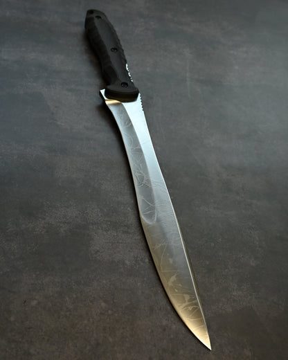 松田菊男 Kiku Knives “Silver Dragon（シルバードラゴン）”｜OU-31 工具鋼 × ブラックG10ハンドル｜超大型タクティカル直刀｜日本製ハンドメイド